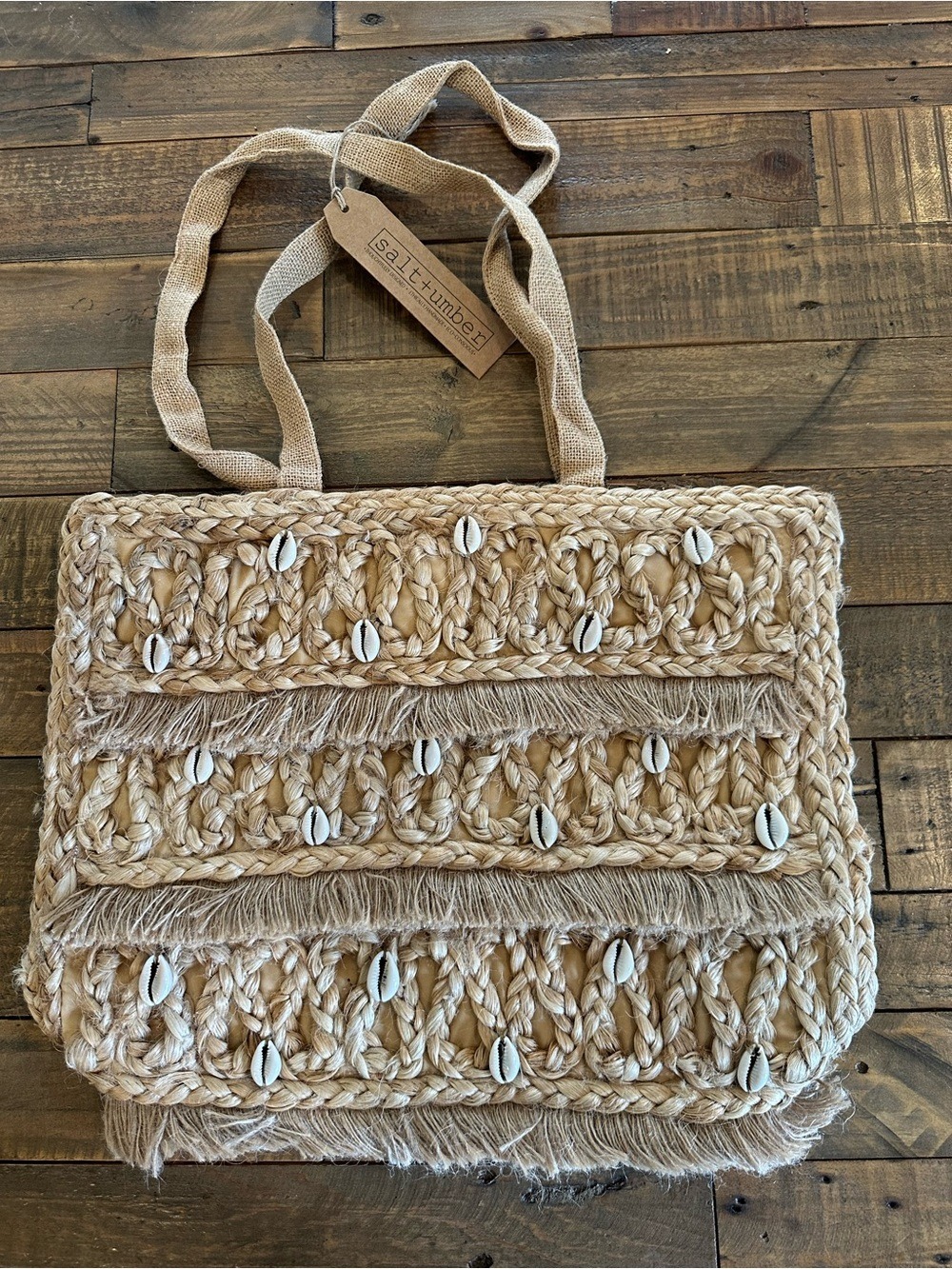 Salt + Umber Isla Jutes Sea Shell Tote Bag New with Tag